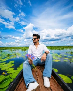 Cinematic Lily Boat Background AI Photo Editing